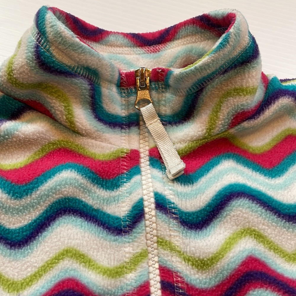 Green Soda off white, pink, blue & purple mock neck fleece, girls size L